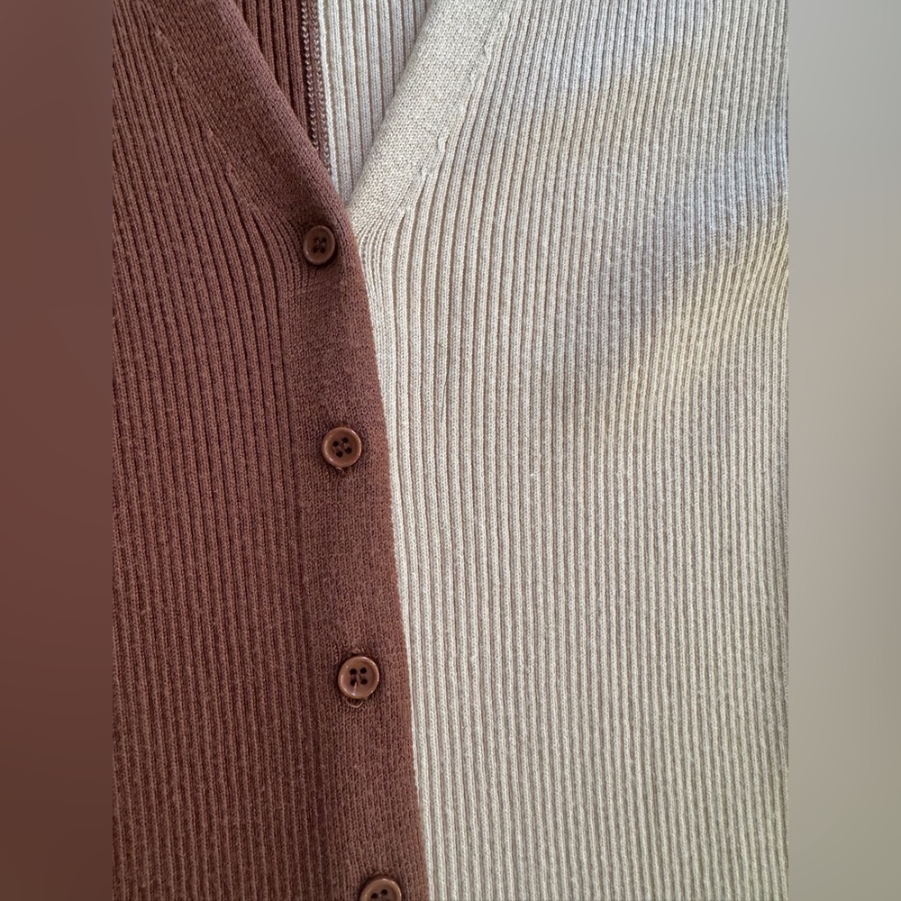ASTR THE LABEL 
SOLD Two-Tone Brown and Cream Button-Up Dress - Picture 10 of 12